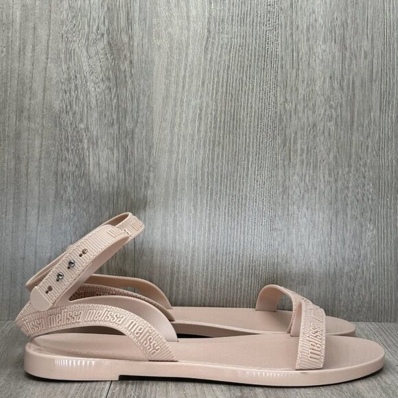 Melissa Sandals Womens Sz 5 M Lover Strappy Flats Vegan Synthetic Beige - Picture 1 of 12
